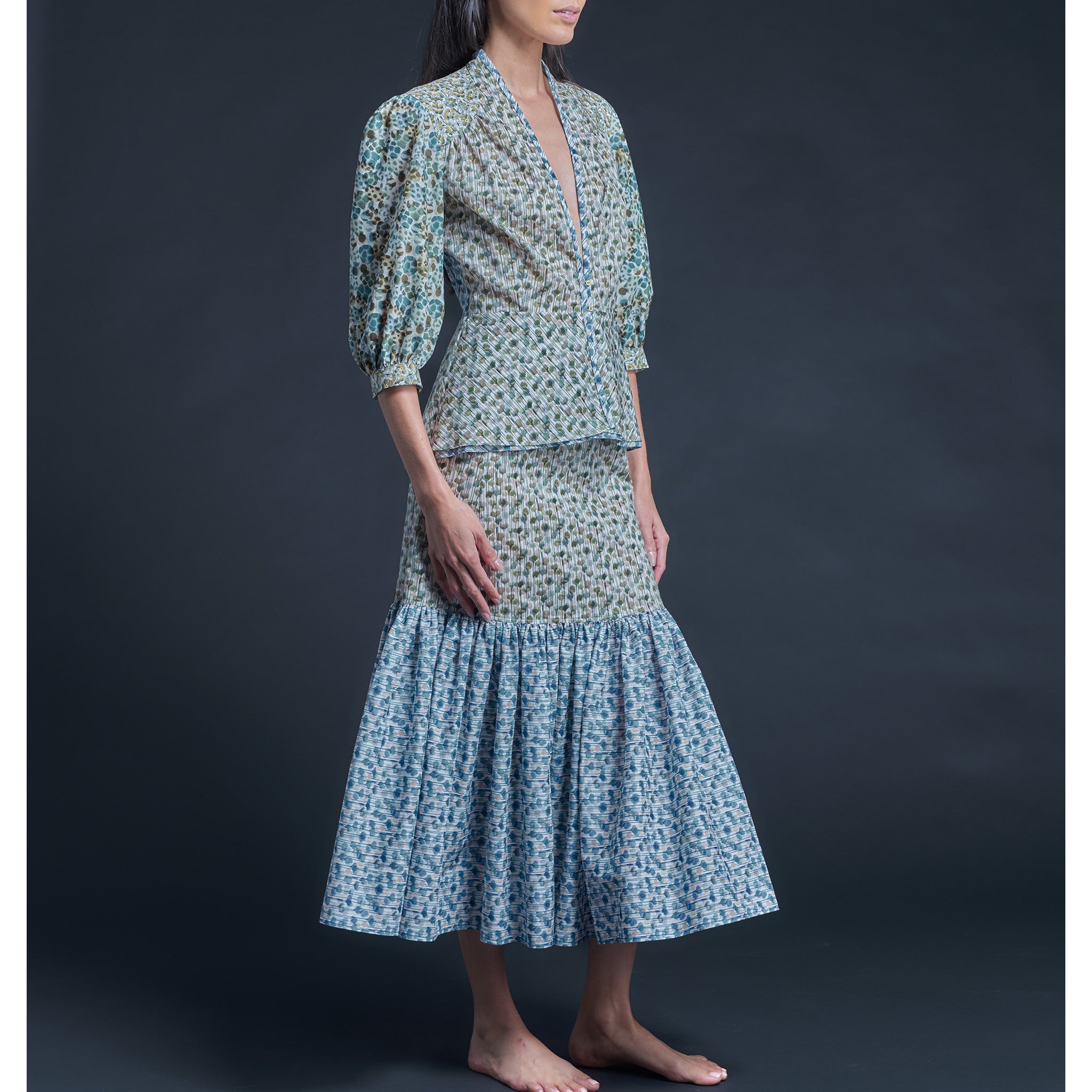 Longer Brigitte Ruffle Skirt in Liberty Print Cotton Tana Lawn - Zachary