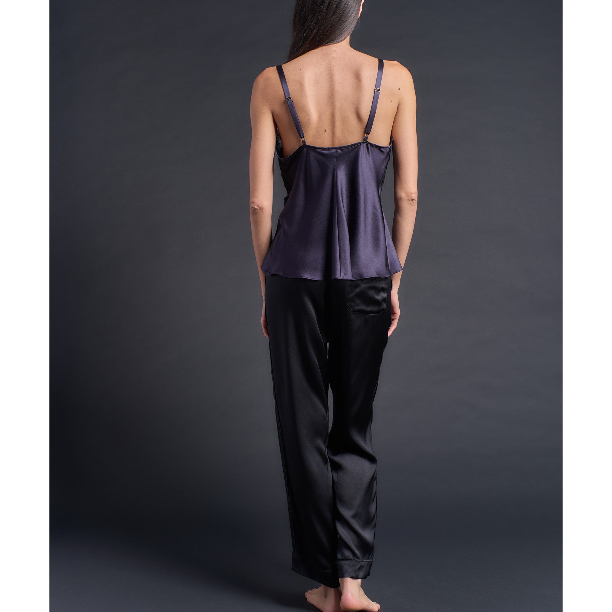 Freya Camisole in Aubergine Silk Charmeuse