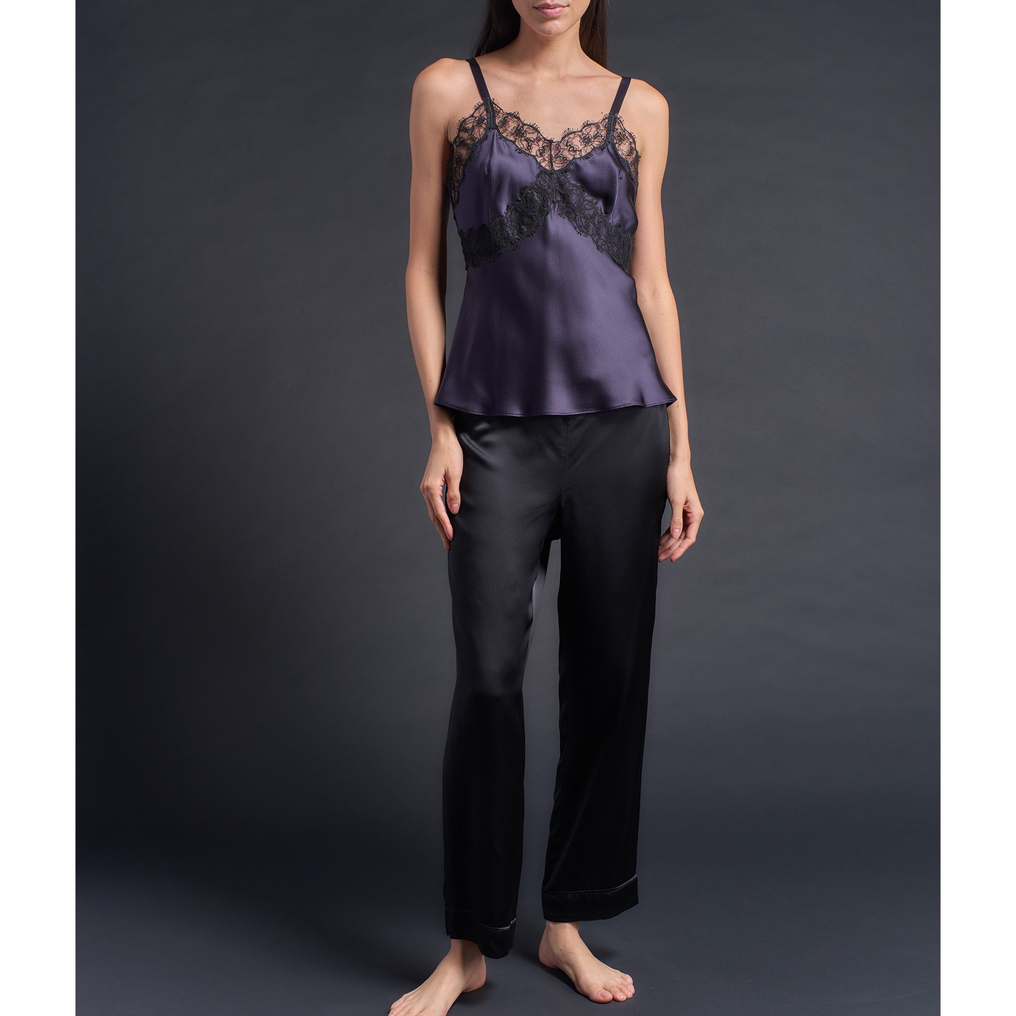 Freya Camisole in Aubergine Silk Charmeuse