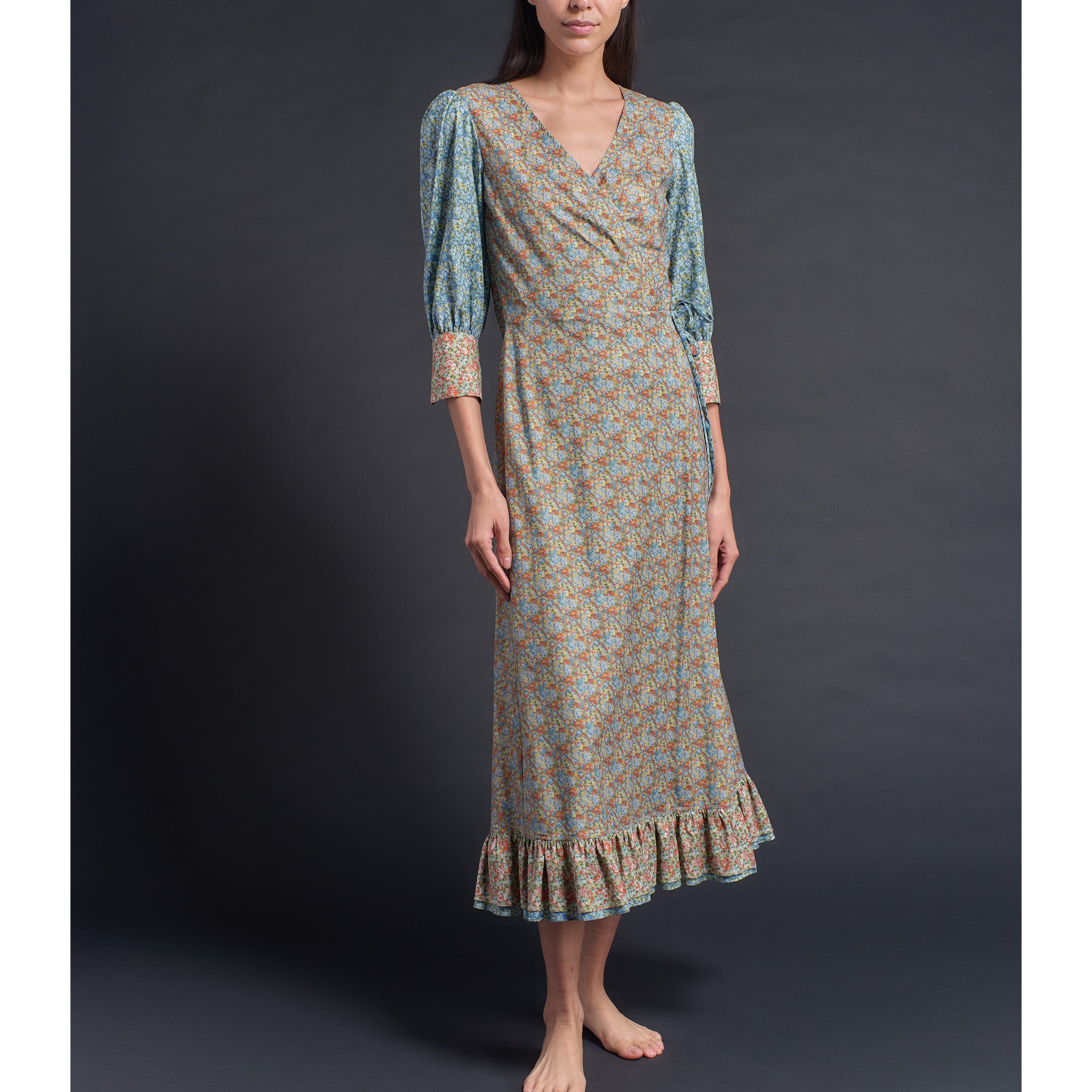 Hestia Wrap Dress in Colorfields Liberty Cotton Tana Lawn
