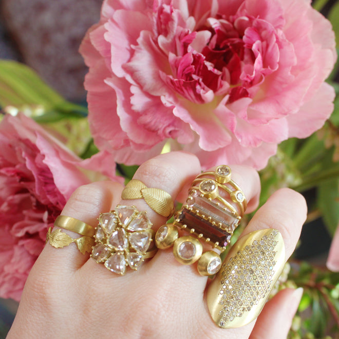 Scattered Diamond Shield Ring