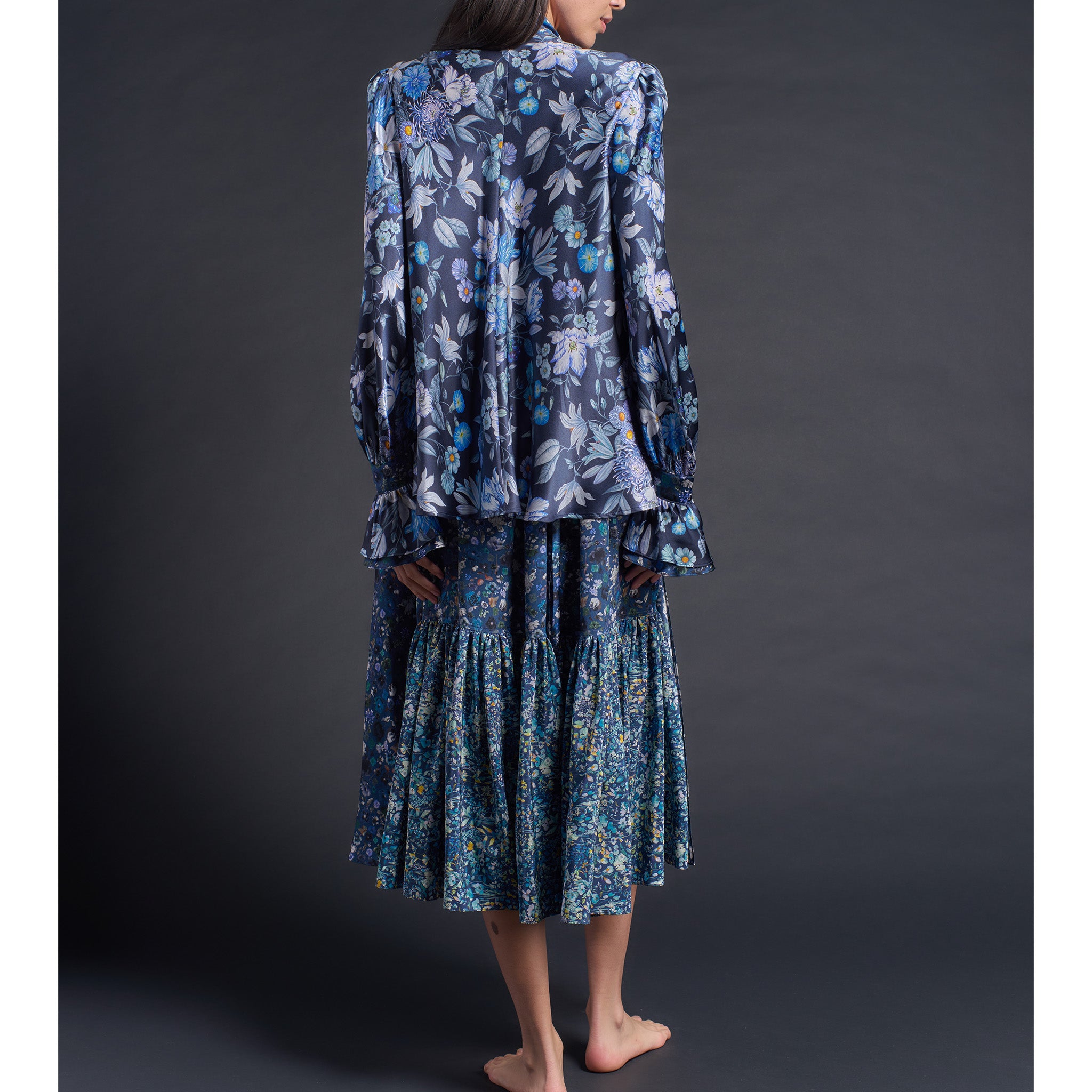 Isobel Blouse in Stately Bouquet Liberty Print Silk Charmeuse