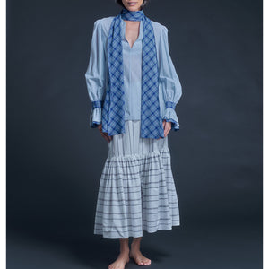 Isobel Blouse in Blue Striped Italian Cotton