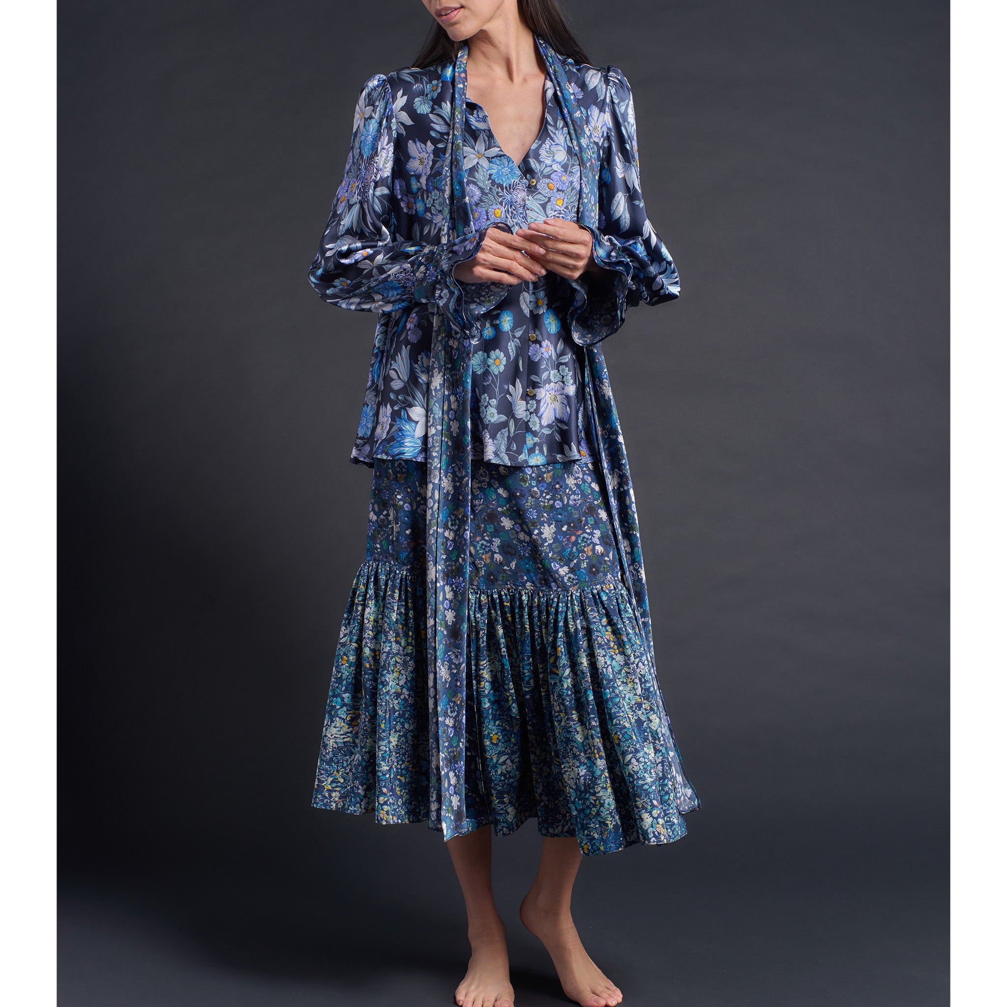 Isobel Blouse in Stately Bouquet Liberty Print Silk Charmeuse