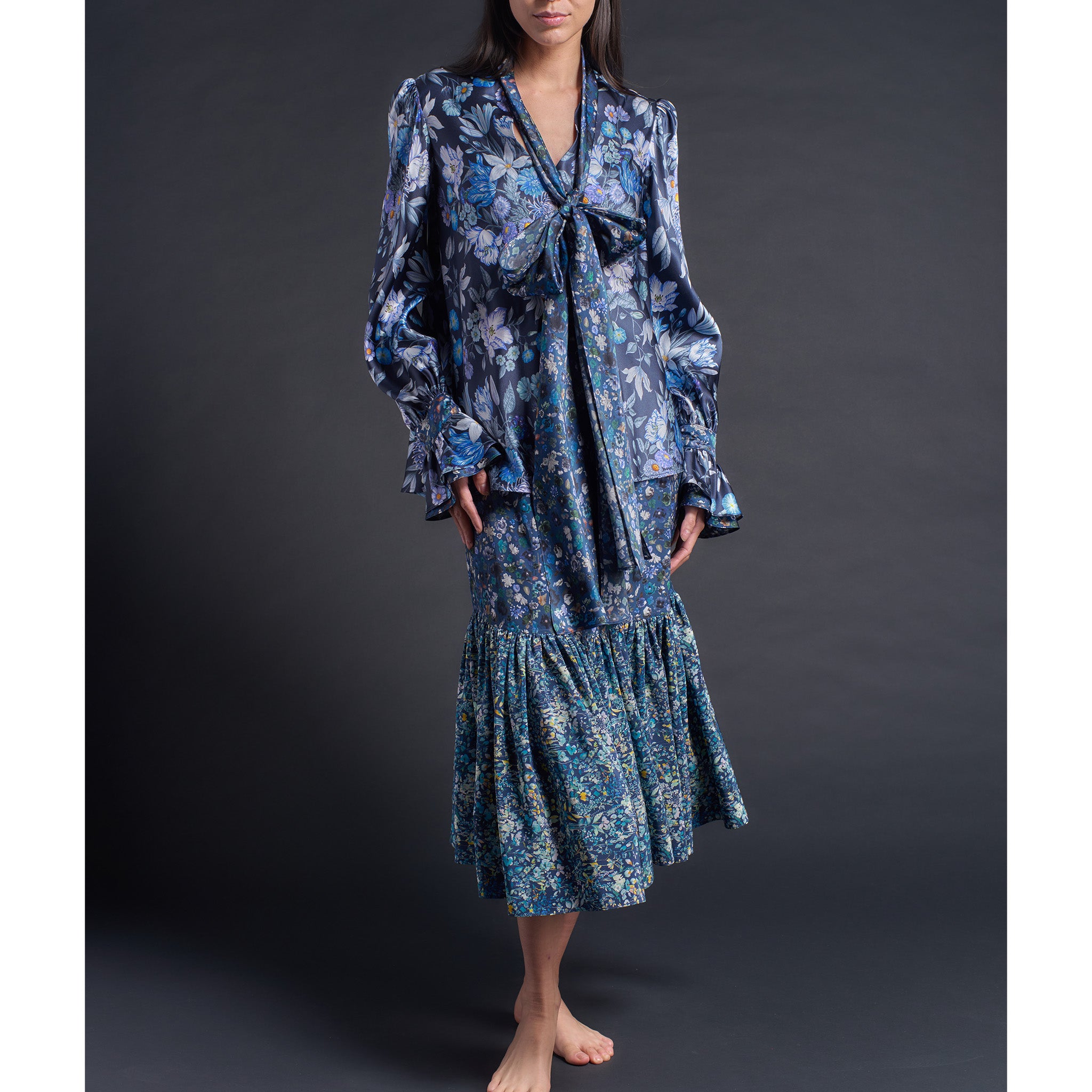 Isobel Blouse in Stately Bouquet Liberty Print Silk Charmeuse