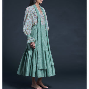Longer Brigitte Ruffle Skirt in Liberty Print Cotton Tana Lawn - Shadow Stripe