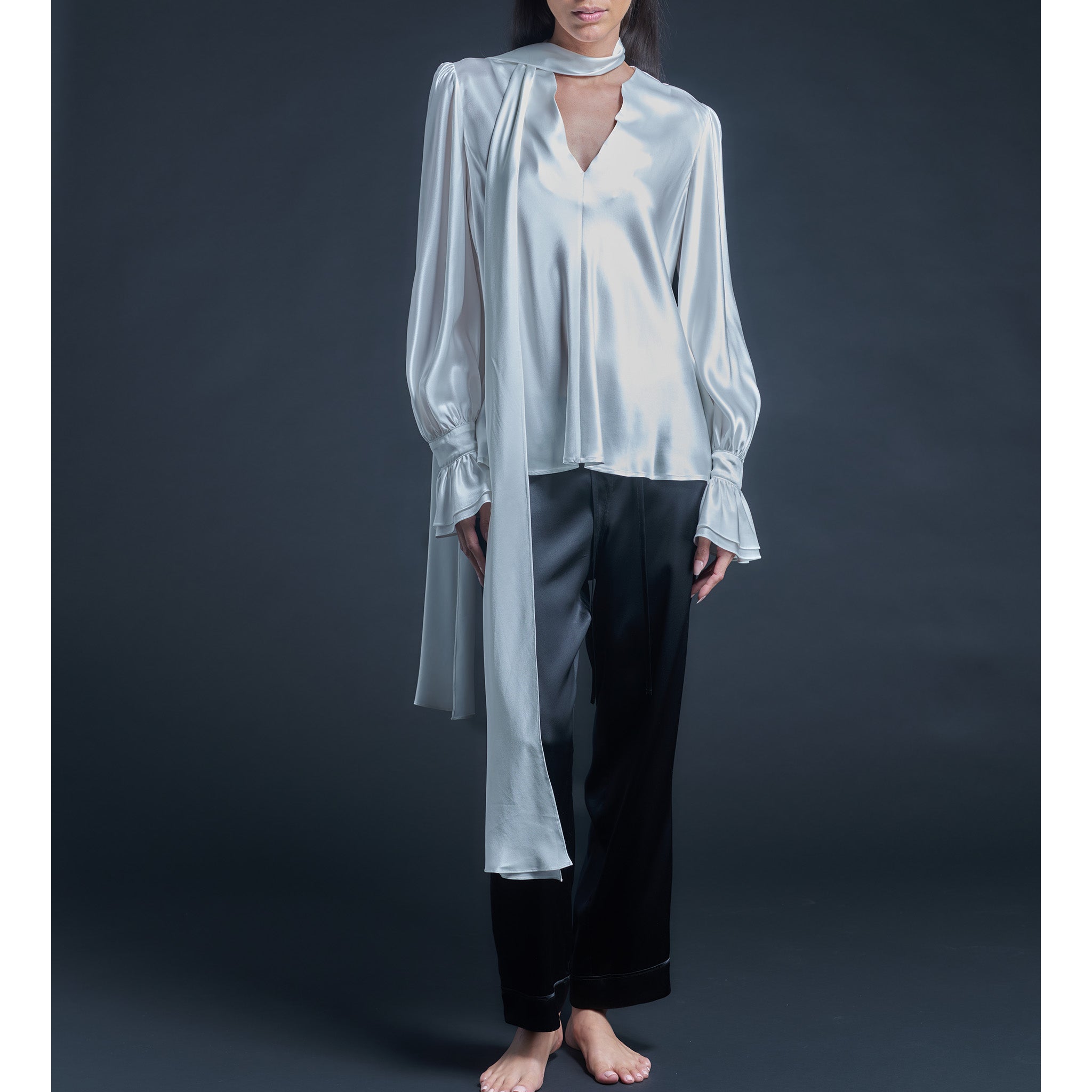Isobel Blouse in Moonstone Silk Charmeuse