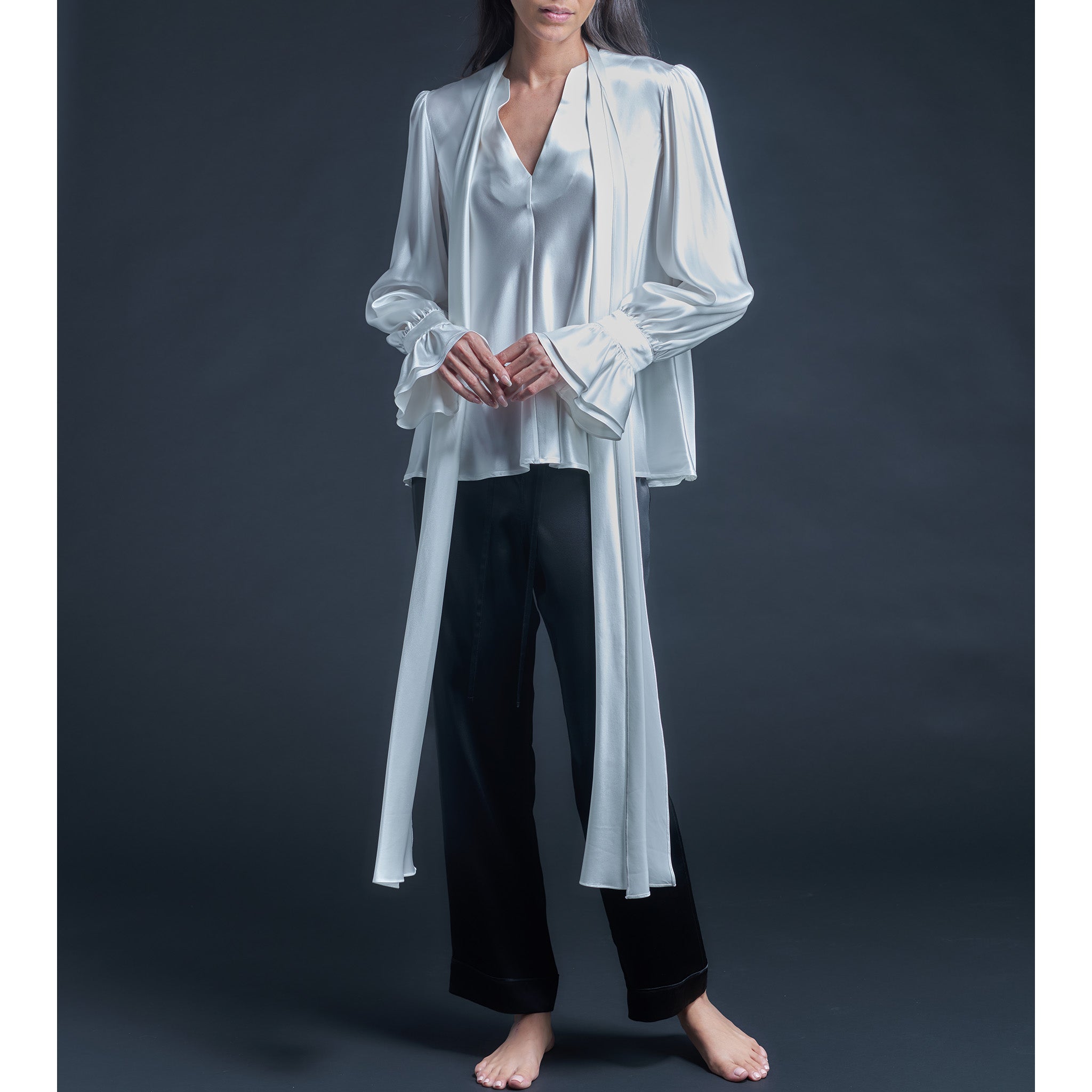 Isobel Blouse in Moonstone Silk Charmeuse