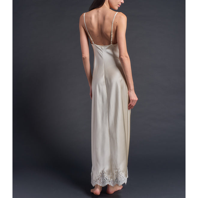 Juno Slip Dress in Topaz Silk Charmeuse with Lace