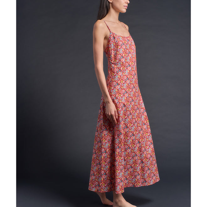 Juno Slip Dress in Red Cosmos Liberty Cotton Tana Lawn