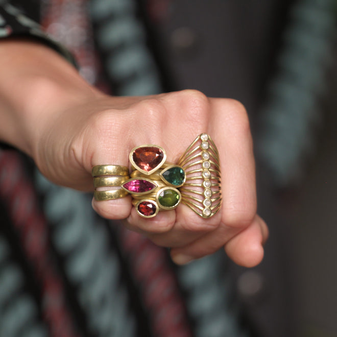 A Molded Teal Pear Shaped Tourmaline Ring - 10th Anniversary Edition