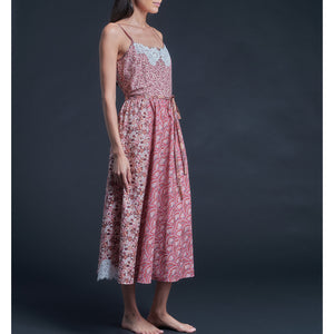 Lilia Slip Dress in Pink Icarus Wings Printblock Liberty Print Cotton Tana Lawn