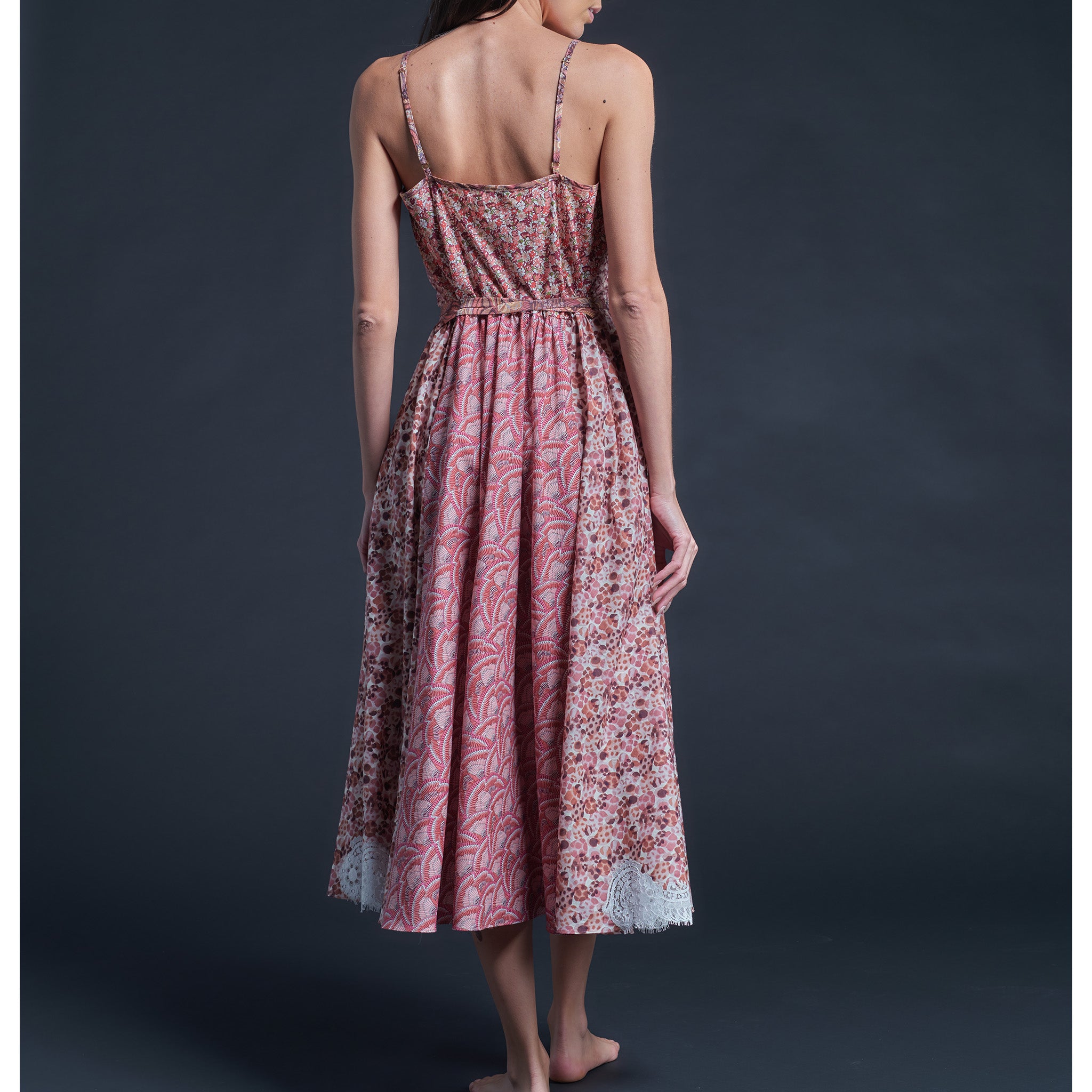 Lilia Slip Dress in Pink Icarus Wings Printblock Liberty Print Cotton Tana Lawn