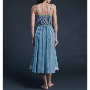 Lilia Slip Dress in Printblock Blue Finesse Hall Liberty Print Cotton Poplin