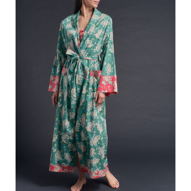 Long Claudette Robe in Archive Lilac Liberty Print Cotton Tana Lawn