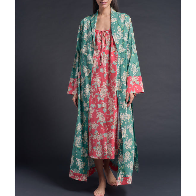 Long Claudette Robe in Archive Lilac Liberty Print Cotton Tana Lawn