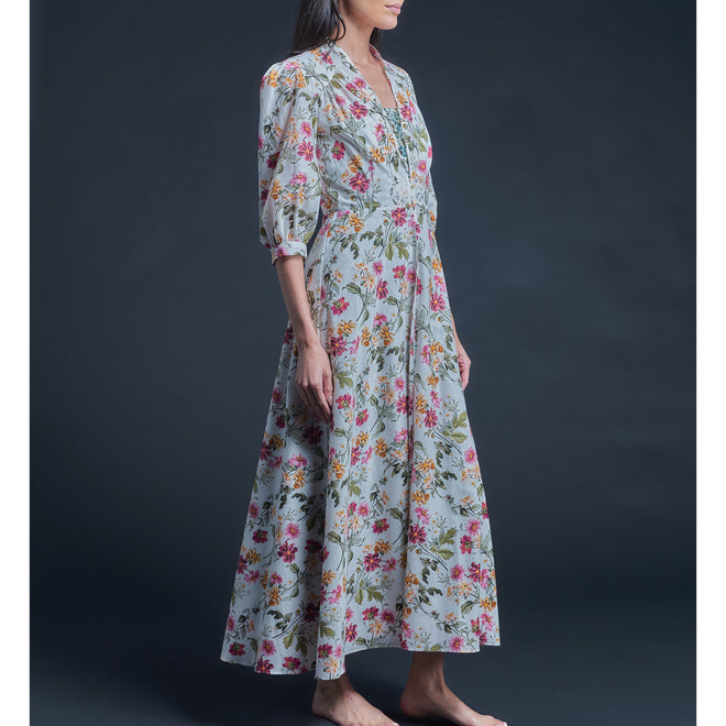 Maia Long Robe in Liberty Print Cotton Lawn - Barbara Covington