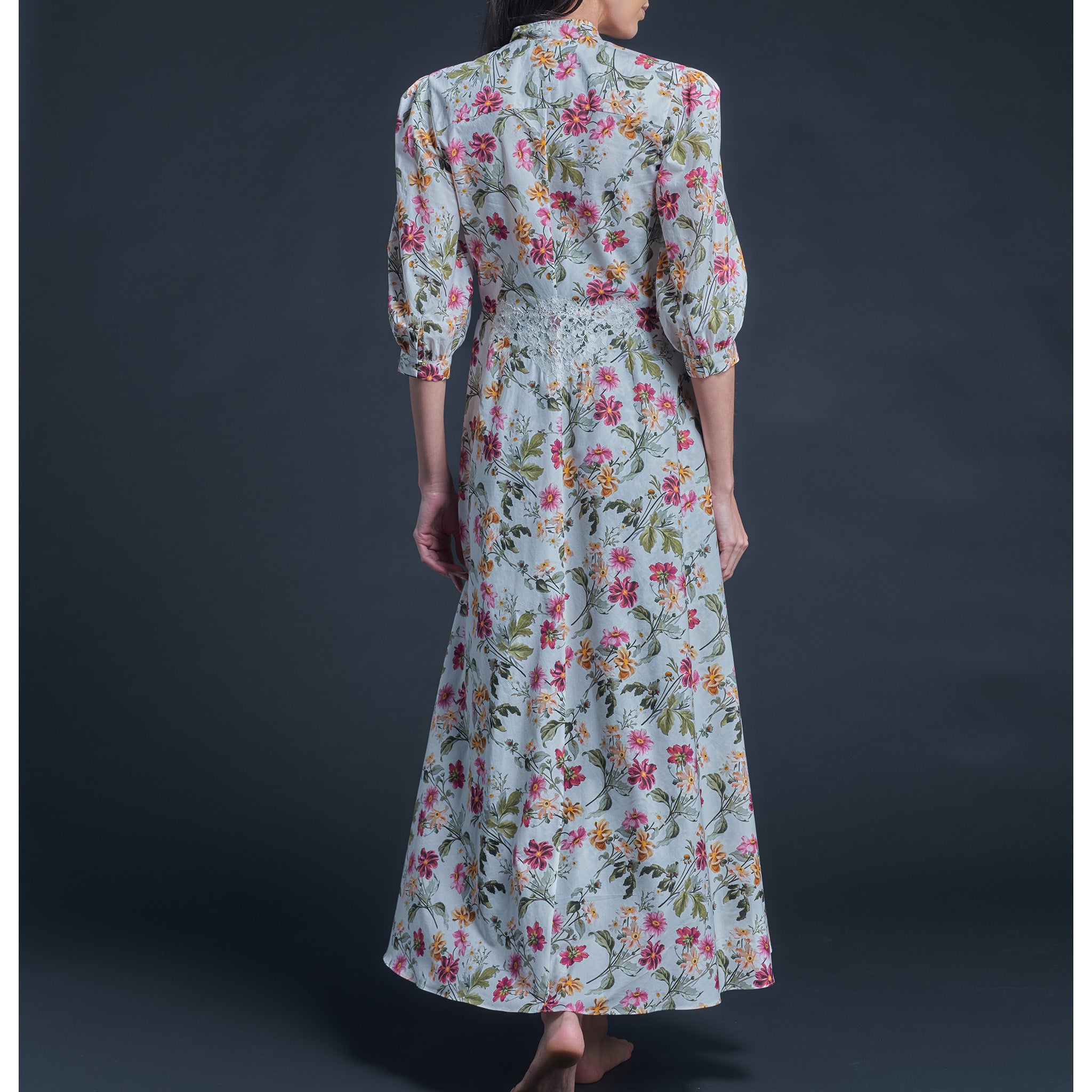 Maia Long Robe in Liberty Print Cotton Lawn - Barbara Covington