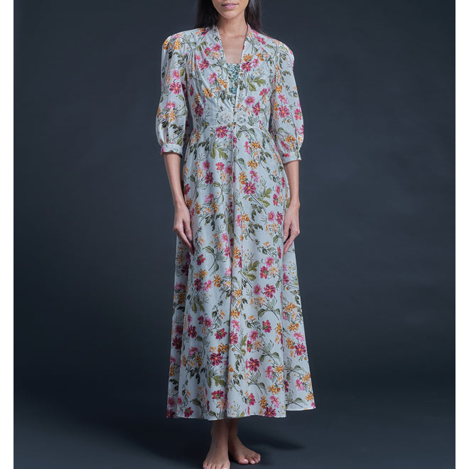 Maia Long Robe in Liberty Print Cotton Lawn - Barbara Covington