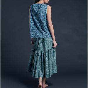 Mariana Sleeveless Liberty Print Cotton Tana Lawn Boatneck Shell - Blue Cosmos