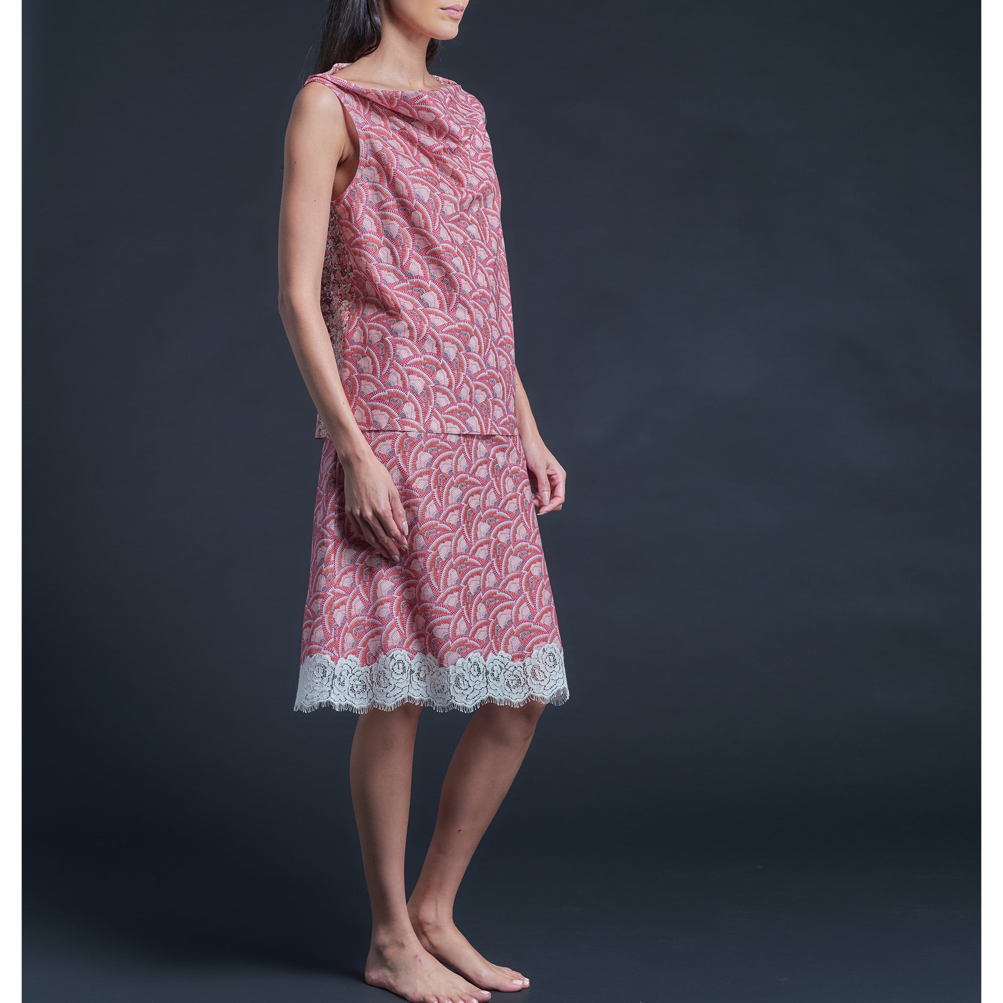 Mariana Sleeveless Liberty Print Cotton Tana Lawn Boatneck Shell - Pink Icarus Wings