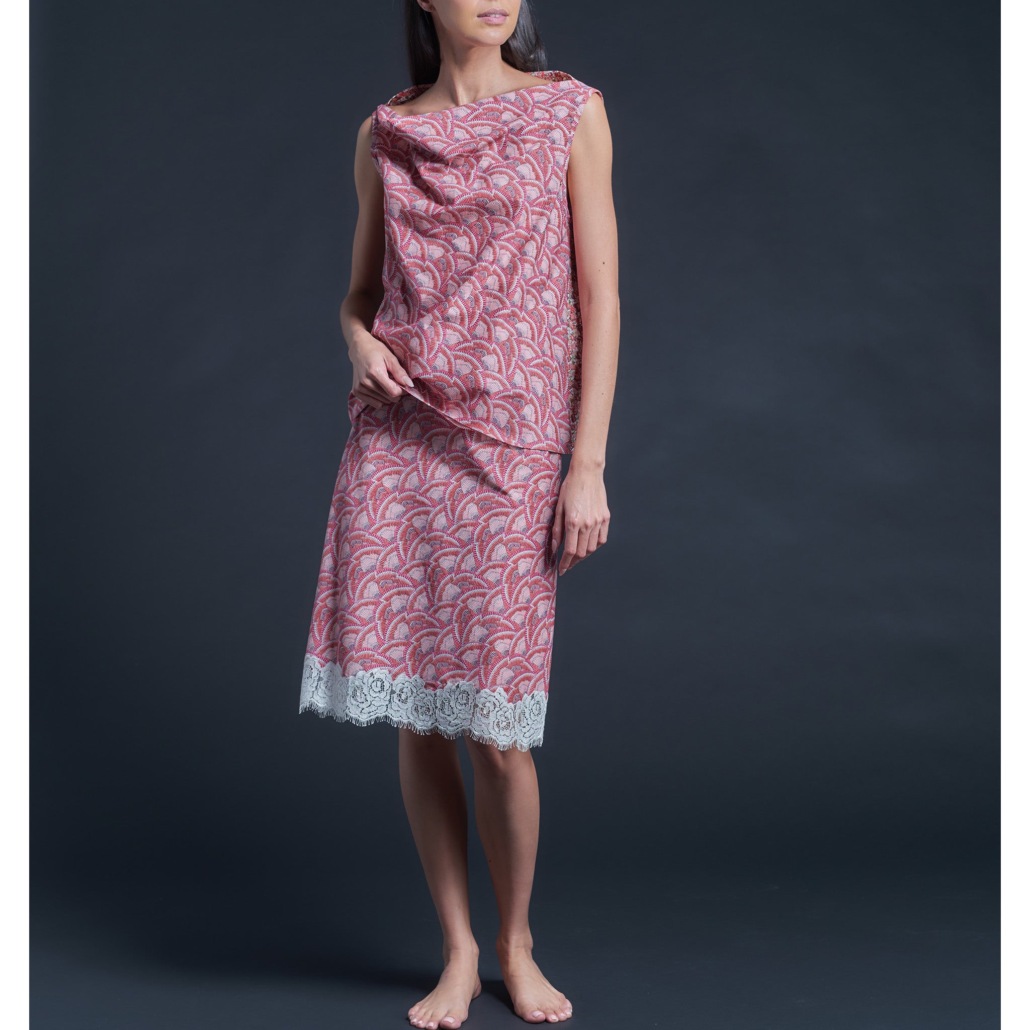 Mariana Sleeveless Liberty Print Cotton Tana Lawn Boatneck Shell - Pink Icarus Wings