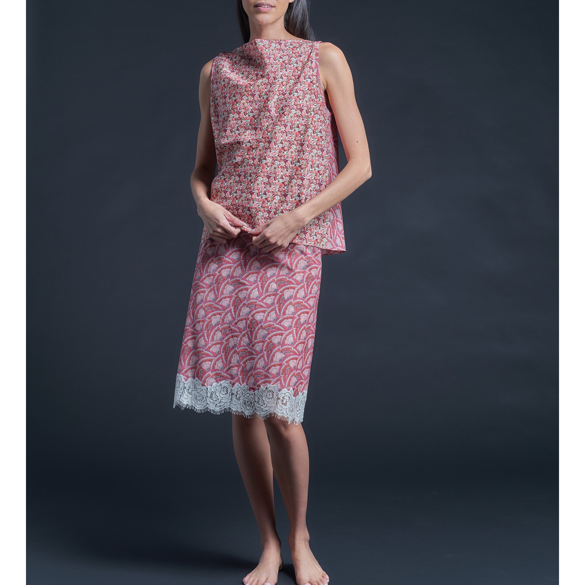 Mariana Sleeveless Liberty Print Cotton Tana Lawn Boatneck Shell - Pink Icarus Wings