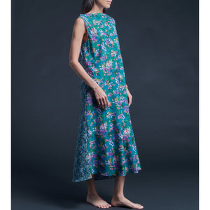 Mariana Sleeveless Liberty Cotton Tana Lawn Boatneck Dress - Turquoise Osterly