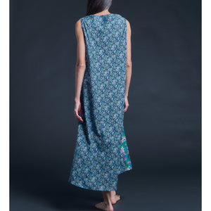 Mariana Sleeveless Liberty Cotton Tana Lawn Boatneck Dress - Turquoise Osterly