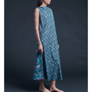 Mariana Sleeveless Liberty Cotton Tana Lawn Boatneck Dress - Turquoise Osterly