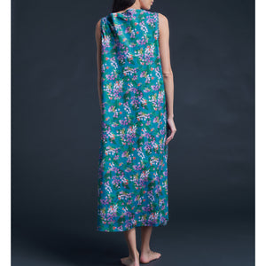 Mariana Sleeveless Liberty Cotton Tana Lawn Boatneck Dress - Turquoise Osterly