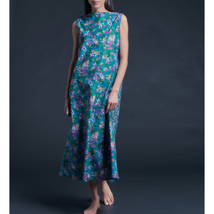 Mariana Sleeveless Liberty Cotton Tana Lawn Boatneck Dress - Turquoise Osterly