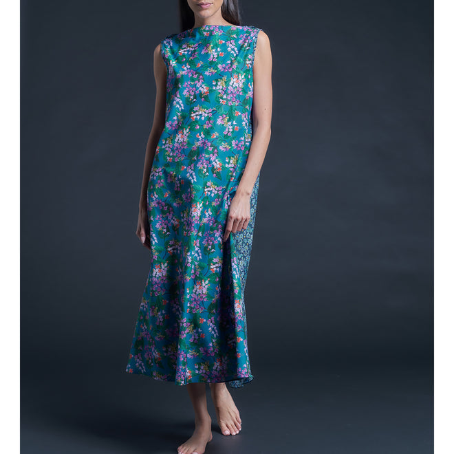 Mariana Sleeveless Liberty Cotton Tana Lawn Dress - Turquoise Osterly