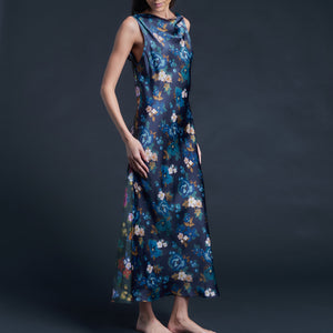 Mariana Sleeveless Valley of Nysa Liberty Silk Satin Boatneck Dress