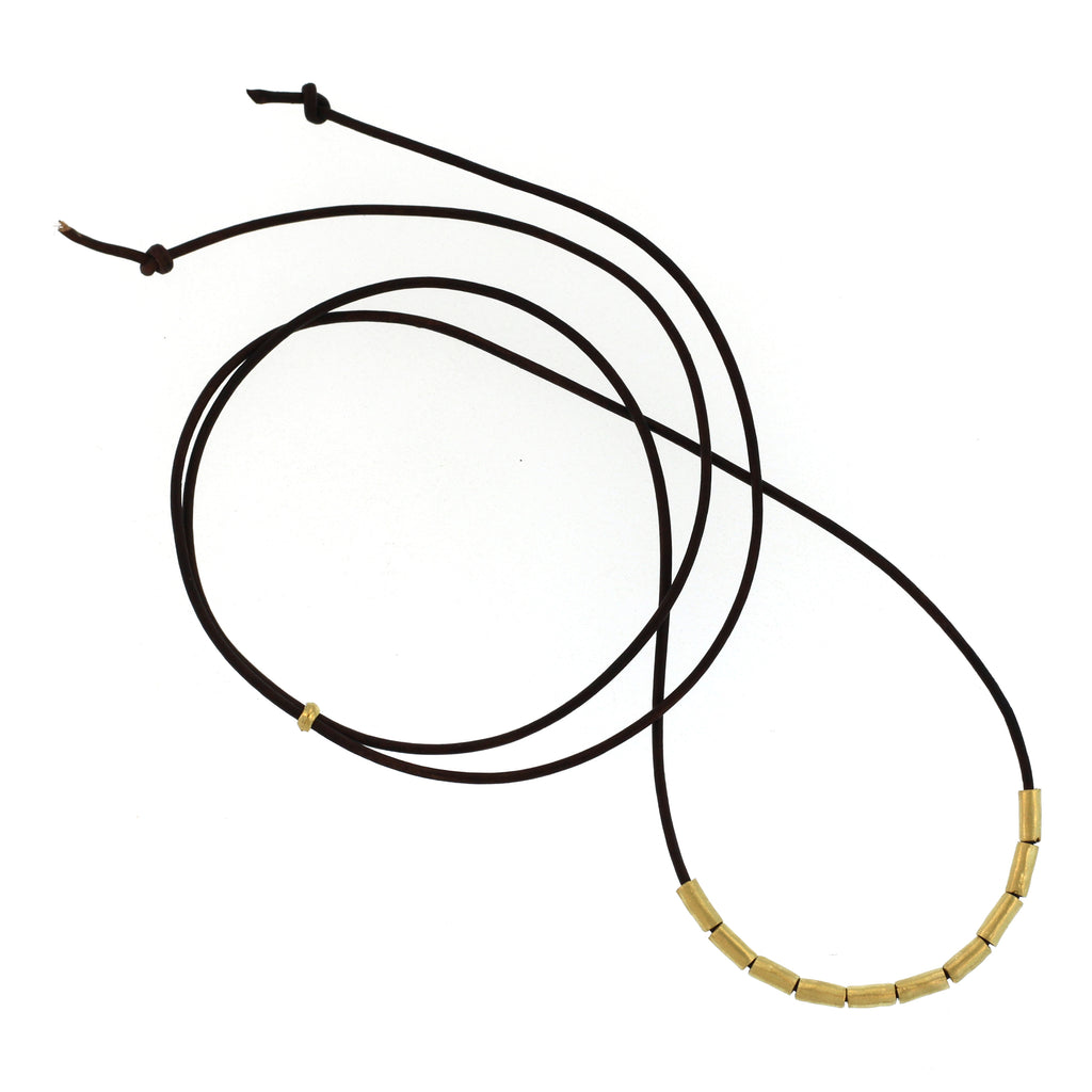 A Gold Tube Bead Necklace
