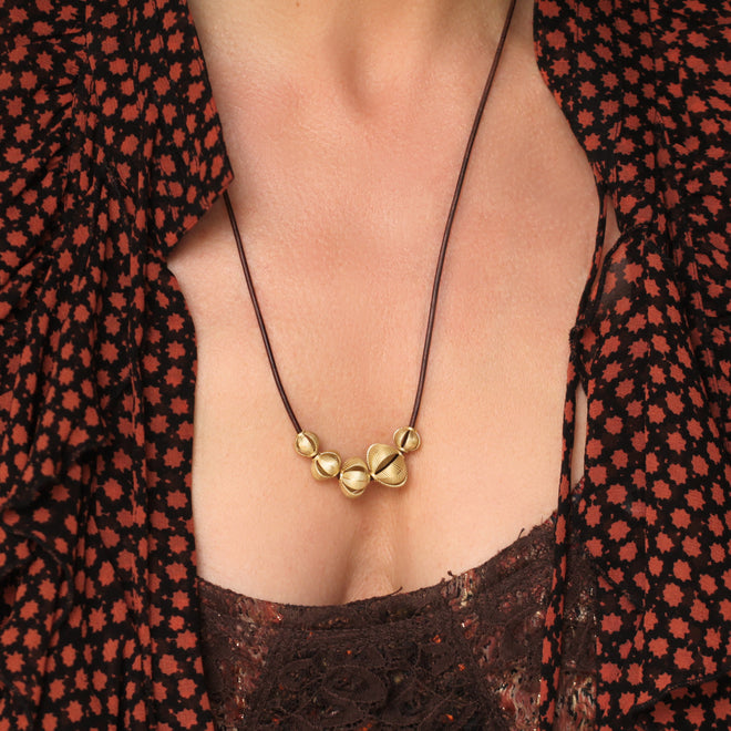 A Mixed Gold Lotus Bead Necklace