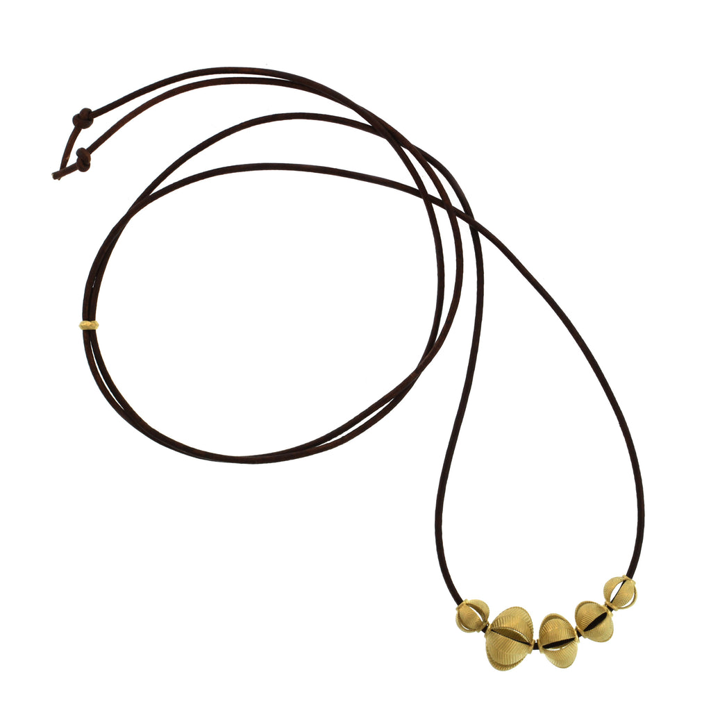 A Mixed Gold Lotus Bead Necklace
