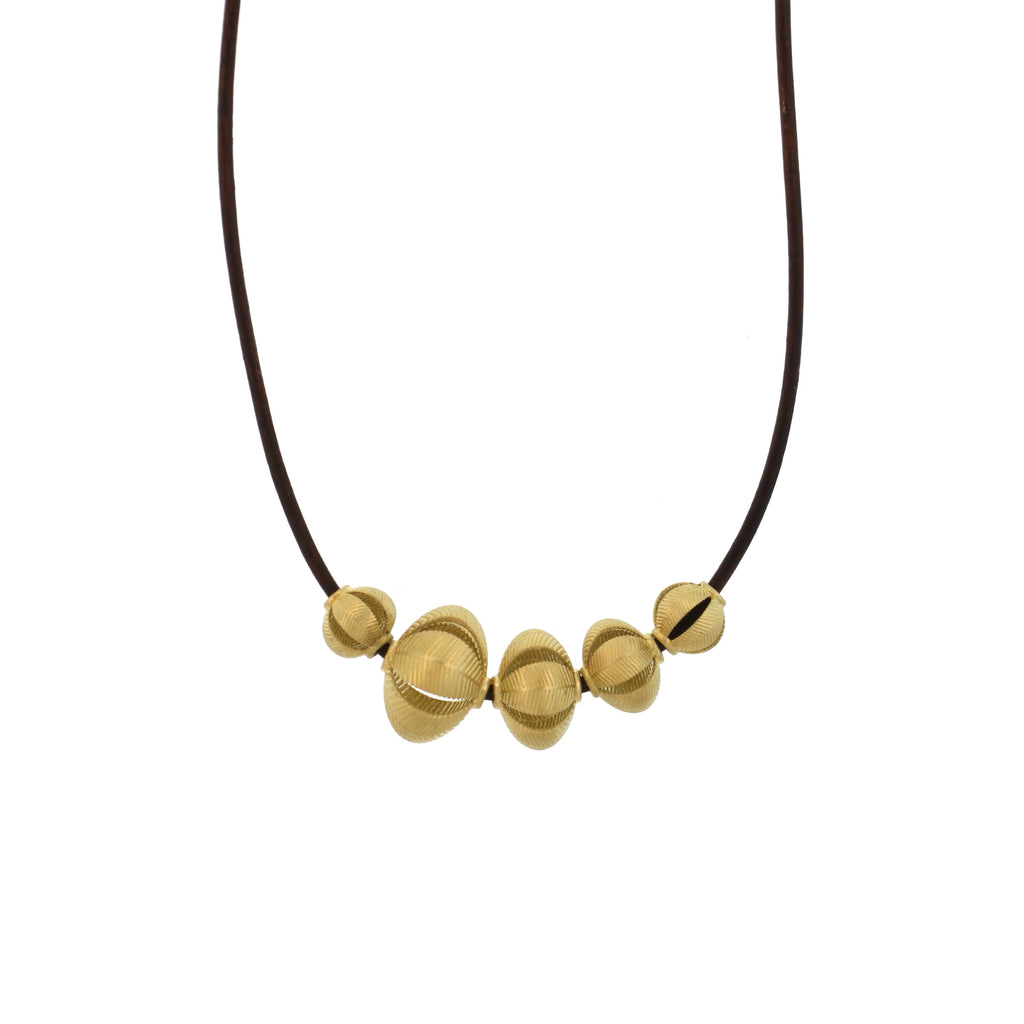A Mixed Gold Lotus Bead Necklace