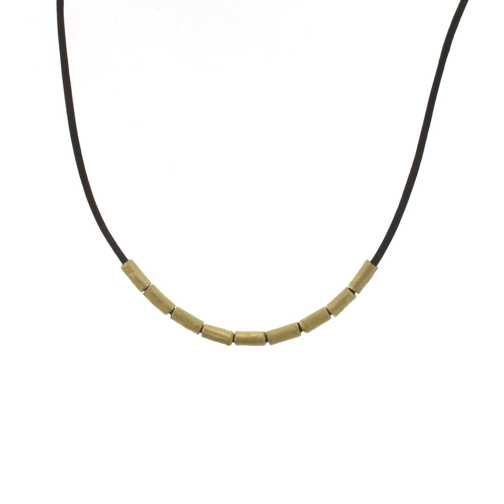 A Gold Tube Bead Necklace