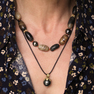 A Banded Agate + Tahitian Pearl Necklace