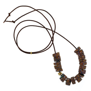 An Antique Blue + Yellow Millefiori Bead Necklace