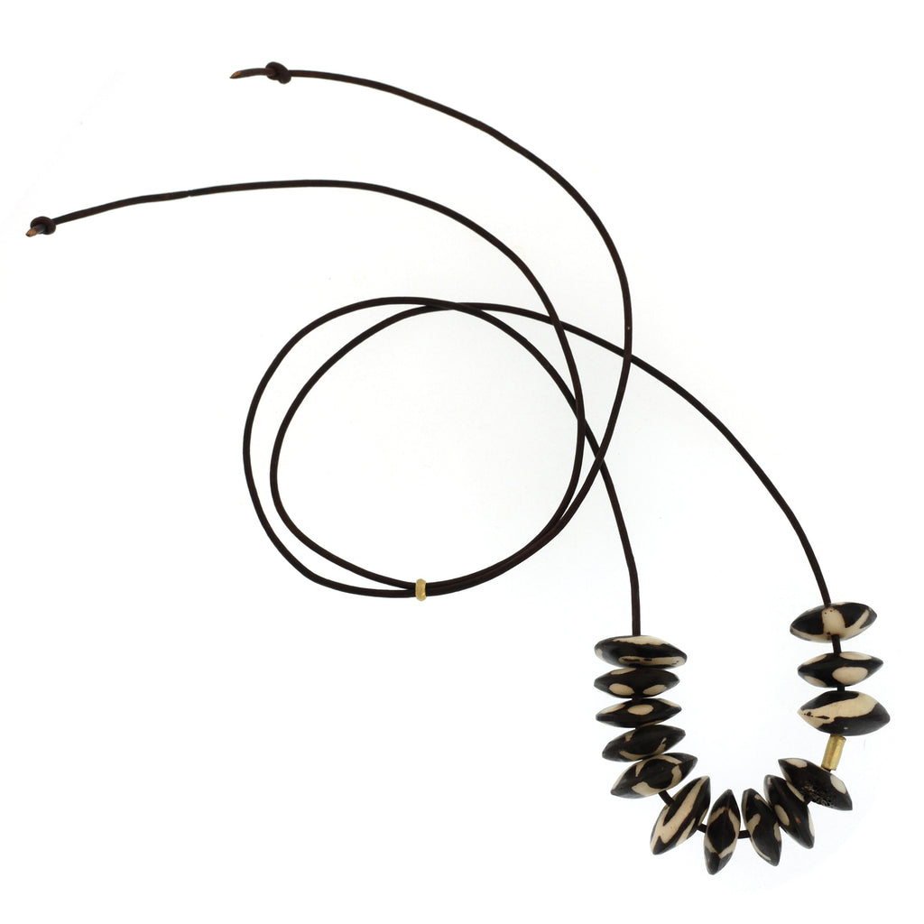 A Batik Dyed Black + White Bead Necklace