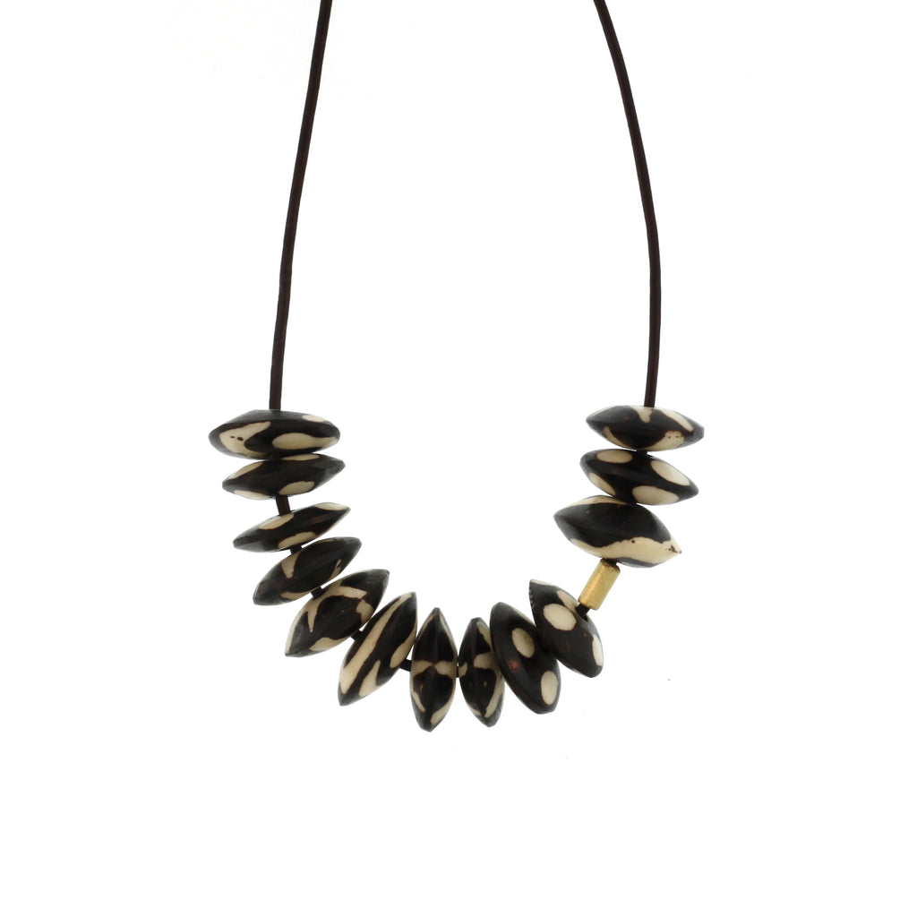 A Batik Dyed Black + White Bead Necklace