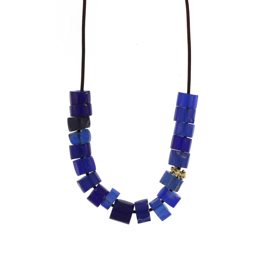 A Blue Antique Glass Bead Necklace
