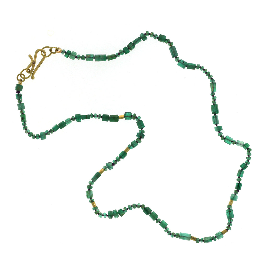An Emerald + Gold Bead Necklace