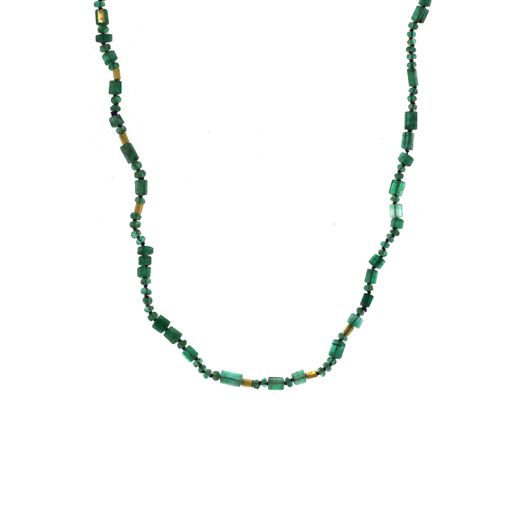 An Emerald + Gold Bead Necklace