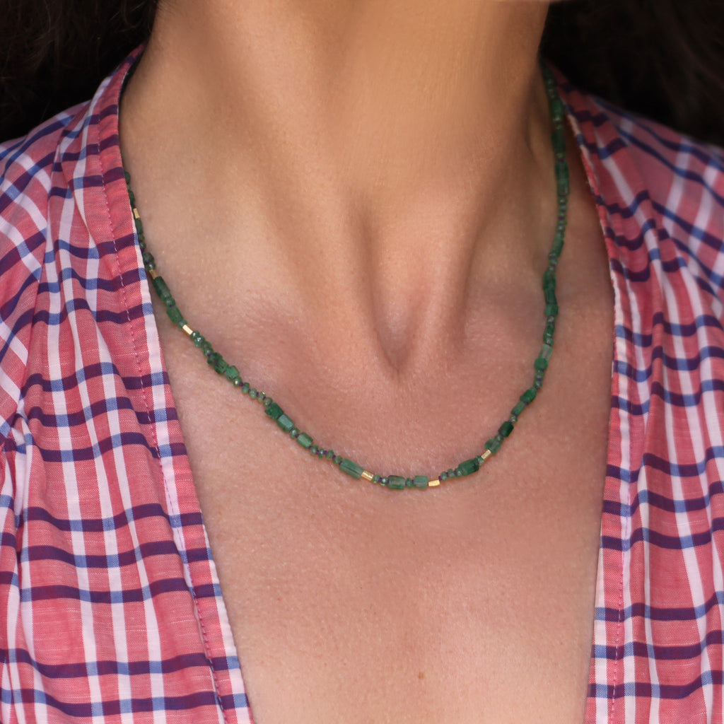 An Emerald + Gold Bead Necklace