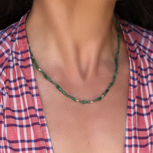 An Emerald + Gold Bead Necklace