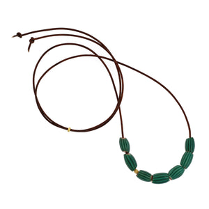 Green Striped Vintage Trade Bead Necklace