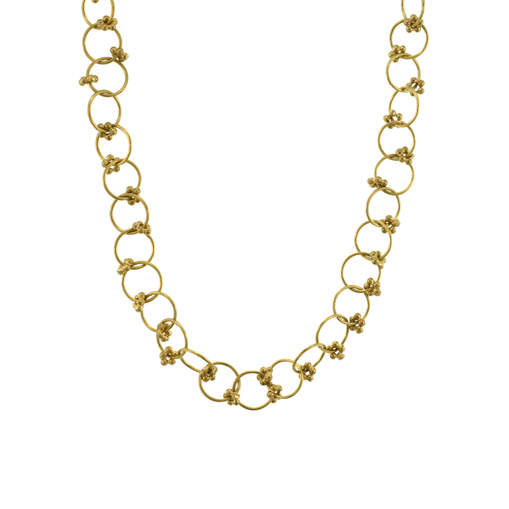 A Handmade Loop Chain with Flower Beads